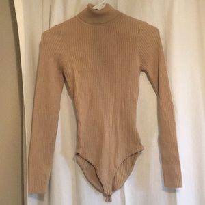 Ribbed tan turtleneck bodysuit!